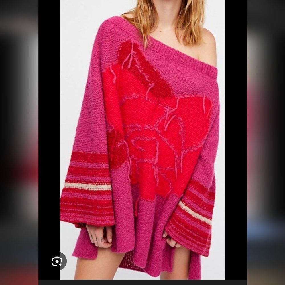 🐢 Free People alpaca wool kimono sleeve sweater  The Last Rose Size XS